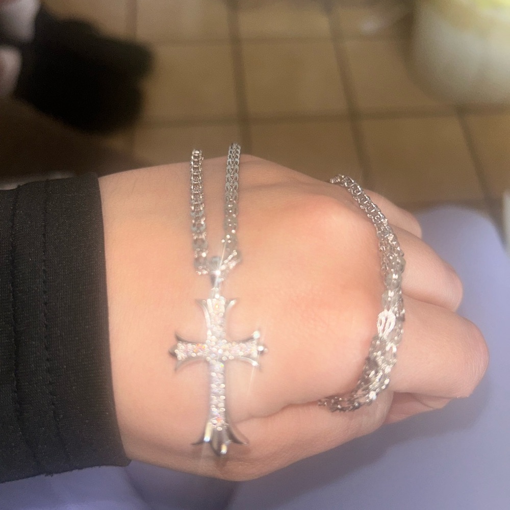 0.2 carat moissanite cross necklace